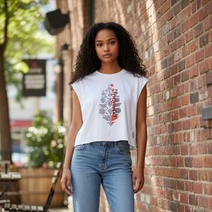 Free people White Graphic Sleeveless Top